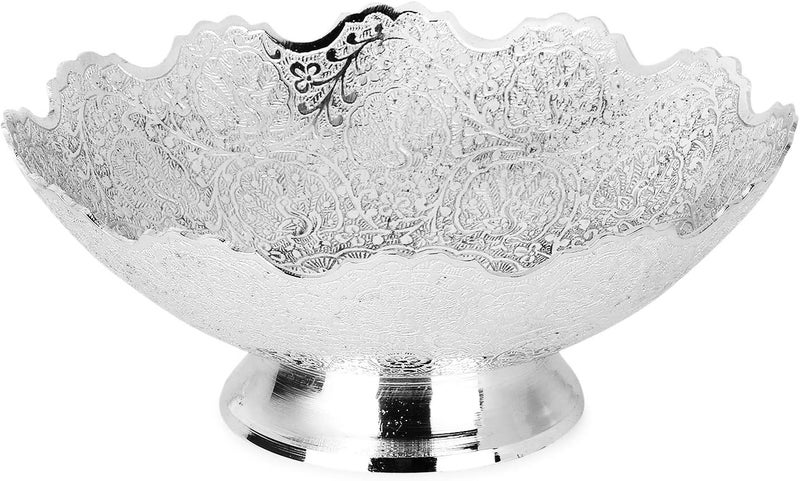 Zap Impex Brass Decorative Dry Fruit Bowl Carving Work Size 7 Inches Beautiful Silver Color Kitchen Utensils Gift - Image 3