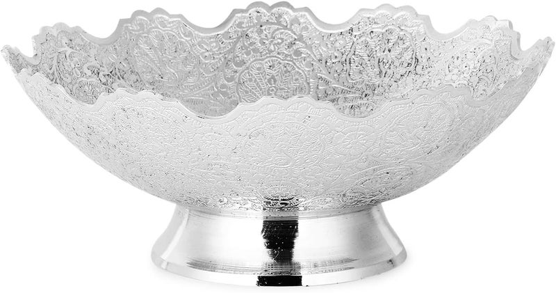 Zap Impex Brass Decorative Dry Fruit Bowl Carving Work Size 7 Inches Beautiful Silver Color Kitchen Utensils Gift - Image 4