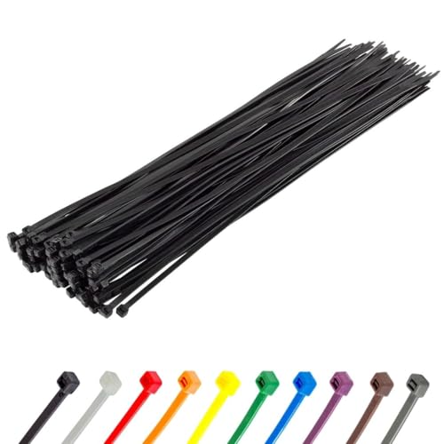 GTSE 14 Inch Black Zip Ties, 100 Pack, 40lb Strength, UV Resistant Long Nylon Cable Ties, Self-Locking 14" Tie Wraps - Image 1
