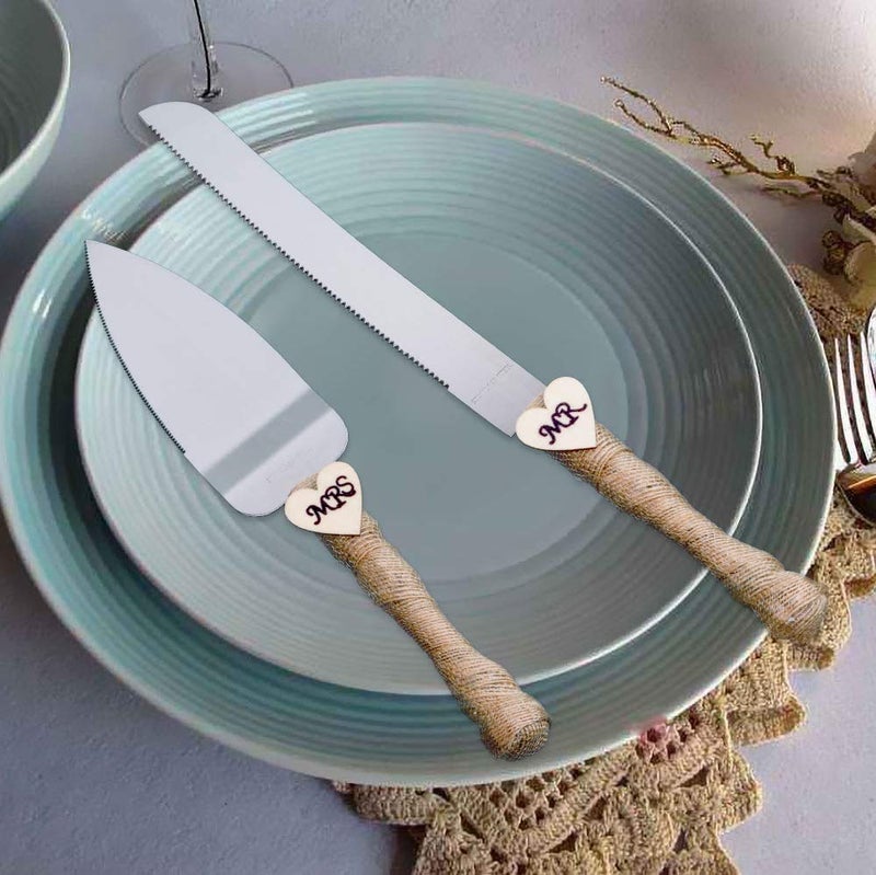 senover مجموعة سكاكين وخدمة كعكة الزفاف MR MRS