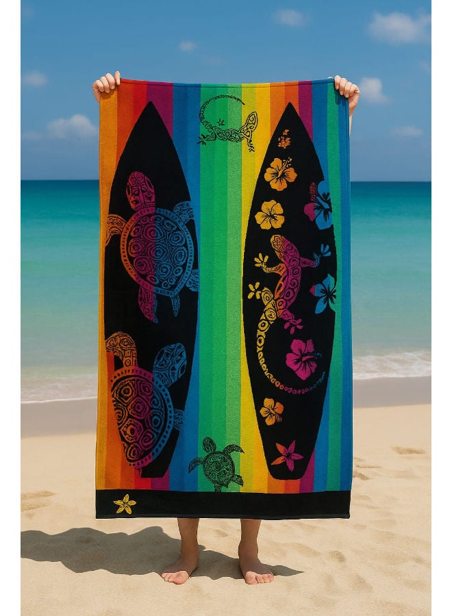 toãlla Toãlla beach towel, ،multicoloured lizard  , cotton100%, 86×160 cm  - Image 1