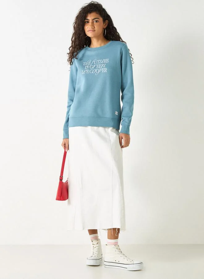لي كوبر سويت شيرت بأكمام طويلة بشعار مطرز من لي كوبر