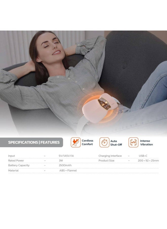 إي وورلد وسادة مساج لاسلكية حرارية واهتزازية ثنائية العلاج من لايف ستايل، 4 مستويات حرارة، شاشة LED رقمية، بطارية 2500 مللي أمبير، إيقاف تلقائي، لتخفيف آلام الدورة الشهرية للنساء – وردي - Image 2