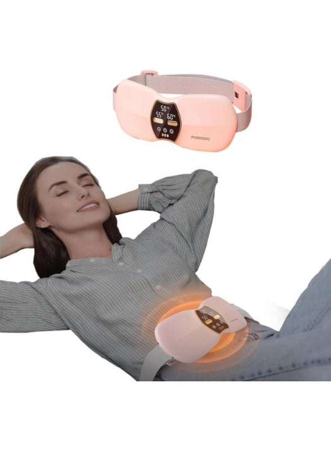 إي وورلد وسادة مساج لاسلكية حرارية واهتزازية ثنائية العلاج من لايف ستايل، 4 مستويات حرارة، شاشة LED رقمية، بطارية 2500 مللي أمبير، إيقاف تلقائي، لتخفيف آلام الدورة الشهرية للنساء – وردي - Image 4