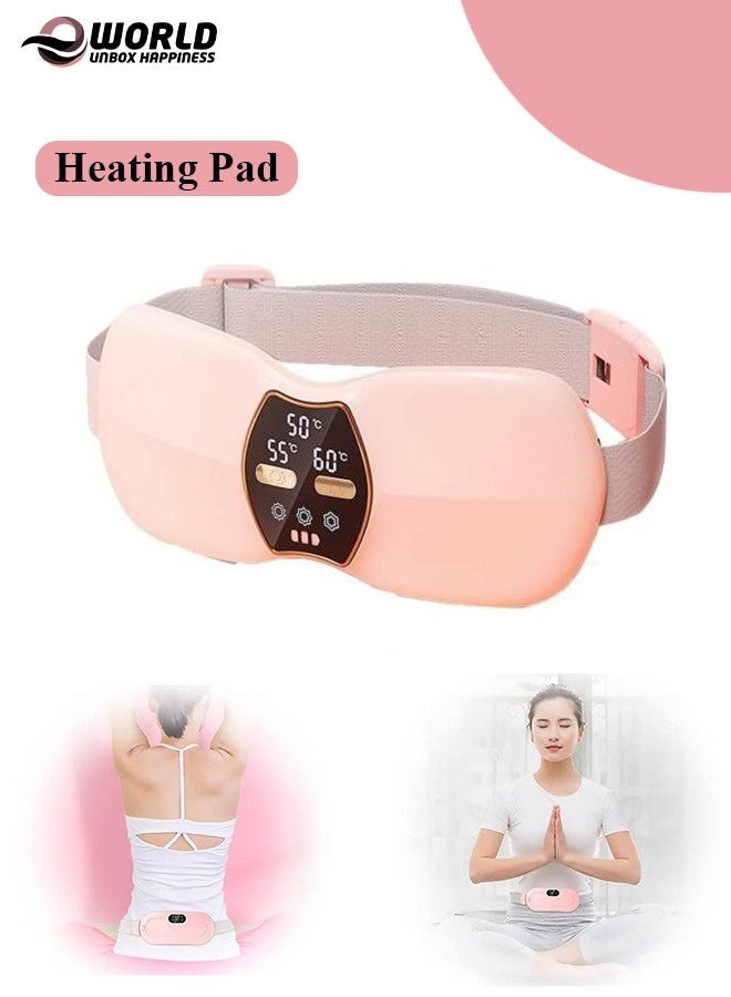 إي وورلد وسادة مساج لاسلكية حرارية واهتزازية ثنائية العلاج من لايف ستايل، 4 مستويات حرارة، شاشة LED رقمية، بطارية 2500 مللي أمبير، إيقاف تلقائي، لتخفيف آلام الدورة الشهرية للنساء – وردي - Image 1