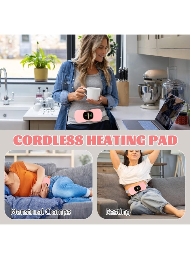 إي وورلد وسادة مساج لاسلكية حرارية واهتزازية ثنائية العلاج من لايف ستايل، 4 مستويات حرارة، شاشة LED رقمية، بطارية 2500 مللي أمبير، إيقاف تلقائي، لتخفيف آلام الدورة الشهرية للنساء – وردي - Image 5