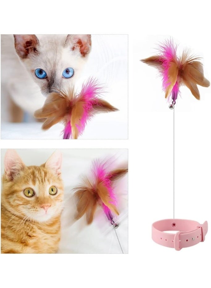 كادراما عصا مغرية للقطط، طوق سيليكون للقطط مع جرس ريشة، لعبة قابلة للتعديل للقطط، بديل لعصا المغرية، لعبة طوق للقطط والقطط الصغيرة للعب والتمارين (وردي) - Image 2