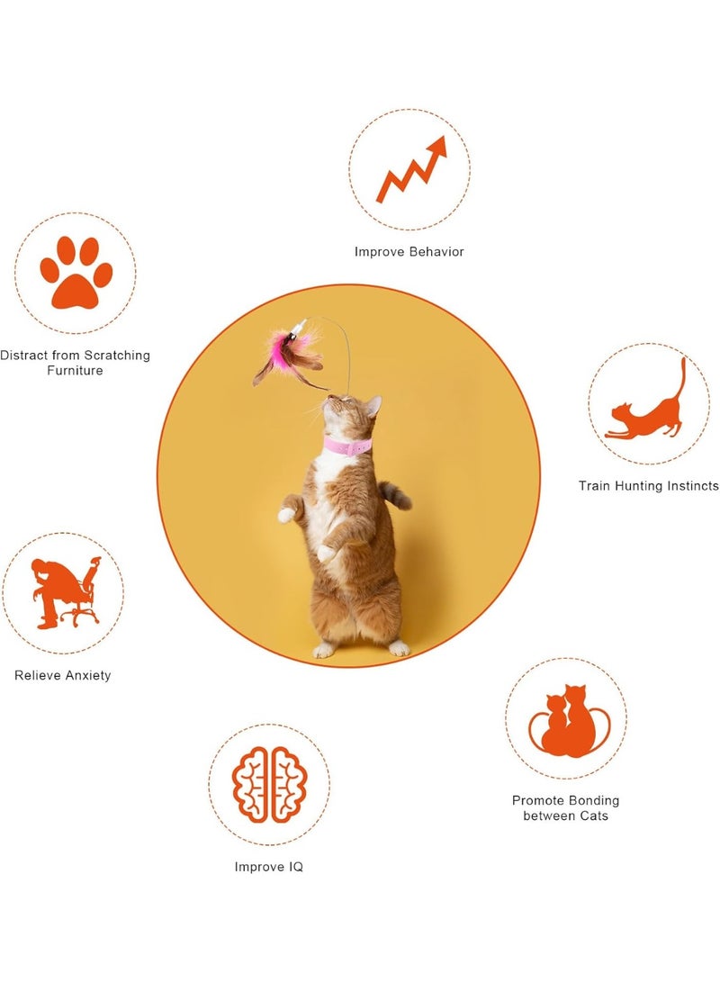 كادراما عصا مغرية للقطط، طوق سيليكون للقطط مع جرس ريشة، لعبة قابلة للتعديل للقطط، بديل لعصا المغرية، لعبة طوق للقطط والقطط الصغيرة للعب والتمارين (وردي) - Image 5