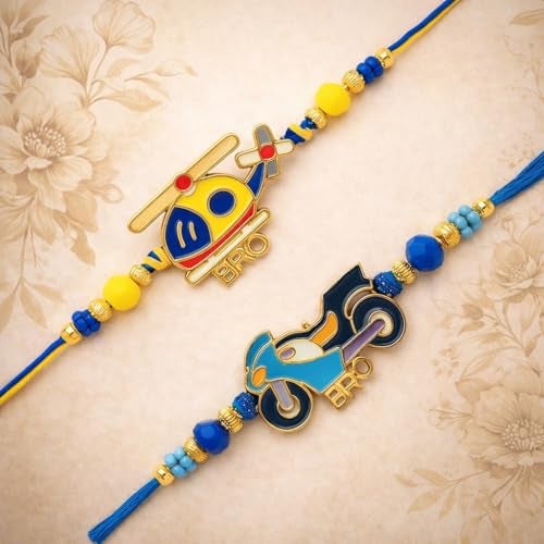 Riddhika Ventures Stylish Kids Rakhi (Set of 2) Gifts for Brother, Sister with Roli Chawal and Greeting Card (P20P21) - Image 2