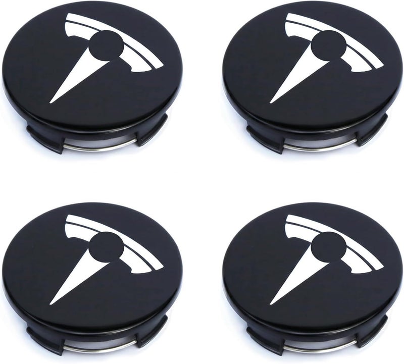 Tesheer Wheel Center Hub Cap Kit with Tesla Emble Brand Center Caps for Model 3 Model Y with 20 Lug Nut Covers (4PCS) (White) - Image 1