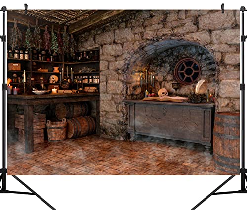 OUYIDA Halloween Magic Photography Backdrop Witchs Kitchen Themed Spooky Retro Party Background Mid Century Vintage Decorations Portrait Banner Photo Booth Studio Props 10X8FT CEM229D - Image 3