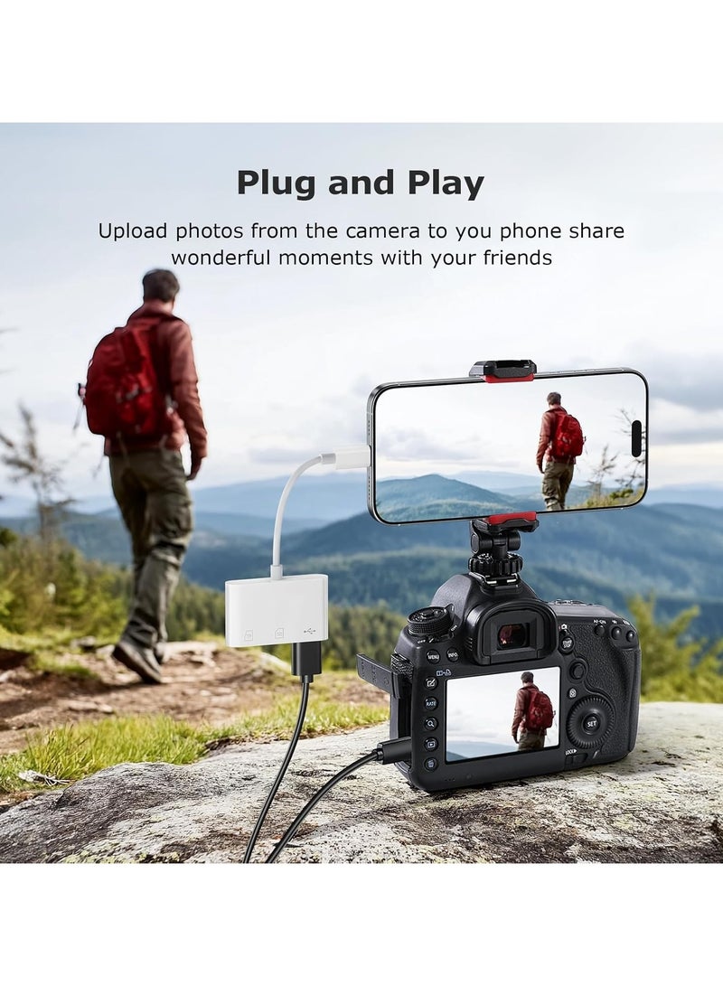 محول كاميرا USB مع منفذ شحن، محول OTG أنثى USB محمول مناسب لأجهزة iPhone وiPad، محول التوصيل والتشغيل لجهاز iPad يدعم قارئ البطاقات. - Image 4