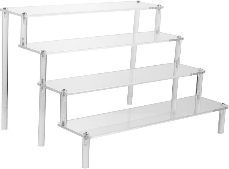 VOSAREA Acrylic Cosmetic Organizer Rack 4-tier Makeup Display Stand 30x8cm Nail Polish and Lipstick Holder for Home and Salon Storage - Image 1