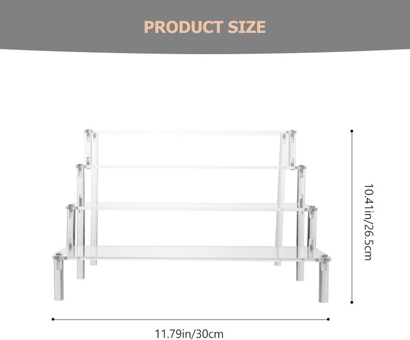 VOSAREA Acrylic Cosmetic Organizer Rack 4-tier Makeup Display Stand 30x8cm Nail Polish and Lipstick Holder for Home and Salon Storage - Image 2