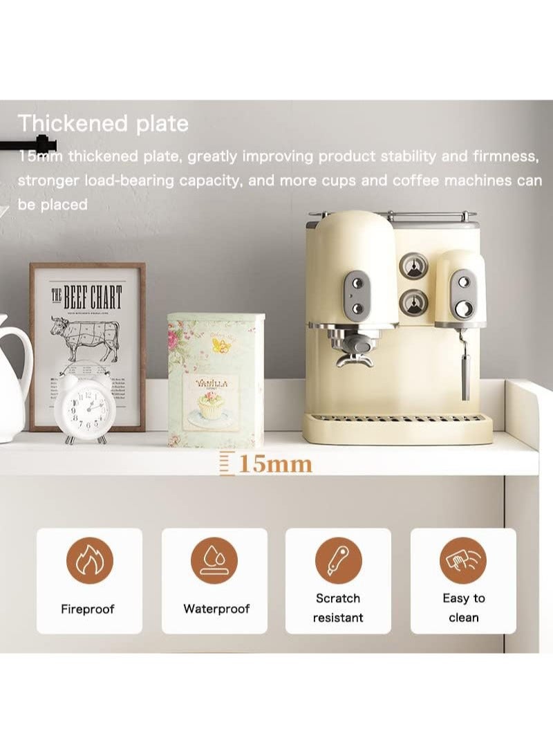 AGD Coffee Corner with Storage, Modern Side Buffet Storage Cabinet with Drawer with Removable Space Divider, Decorative Center Table for Home, 100 x 35 x 90cm, Wood, White - Image 4