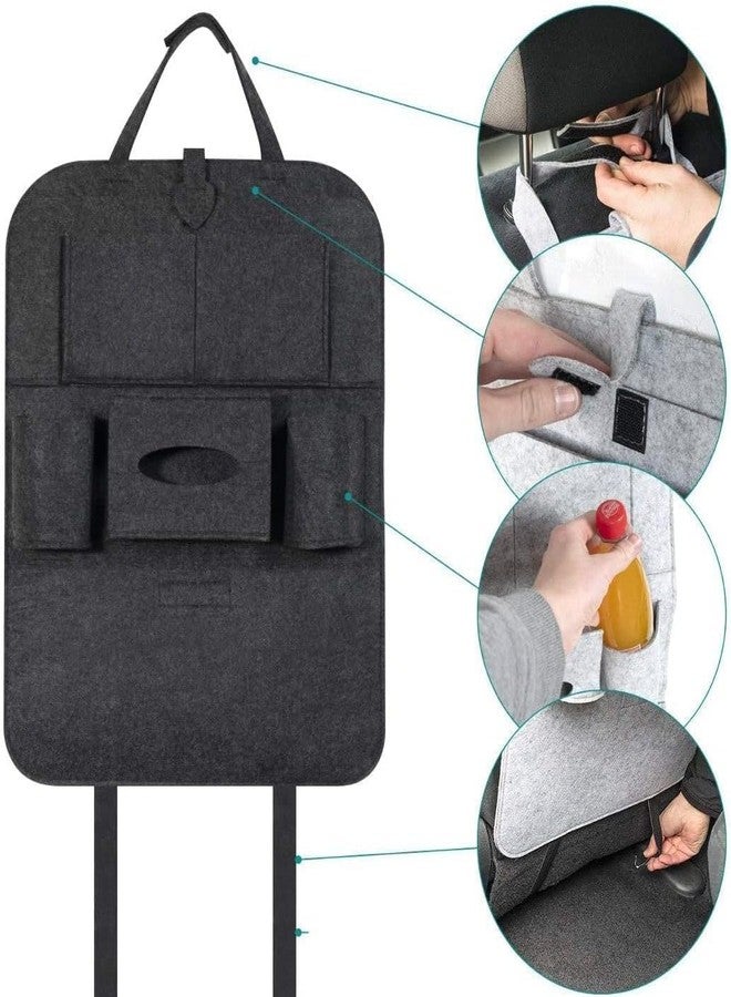LEELICHI Car Back Seat Organizer With Foldable Tray, Car Organiser and Storage Pockets, Seat Clip, Travel Backseat Organizer for Kids and Adults, Universal Fit for Most Vehicles - Image 2