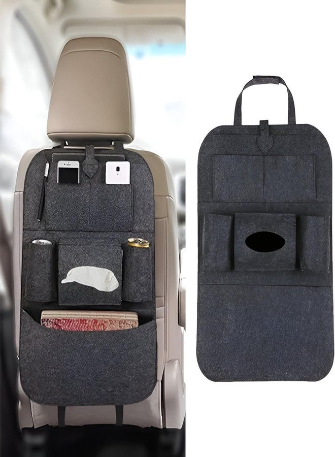 LEELICHI Car Back Seat Organizer With Foldable Tray, Car Organiser and Storage Pockets, Seat Clip, Travel Backseat Organizer for Kids and Adults, Universal Fit for Most Vehicles - Image 1
