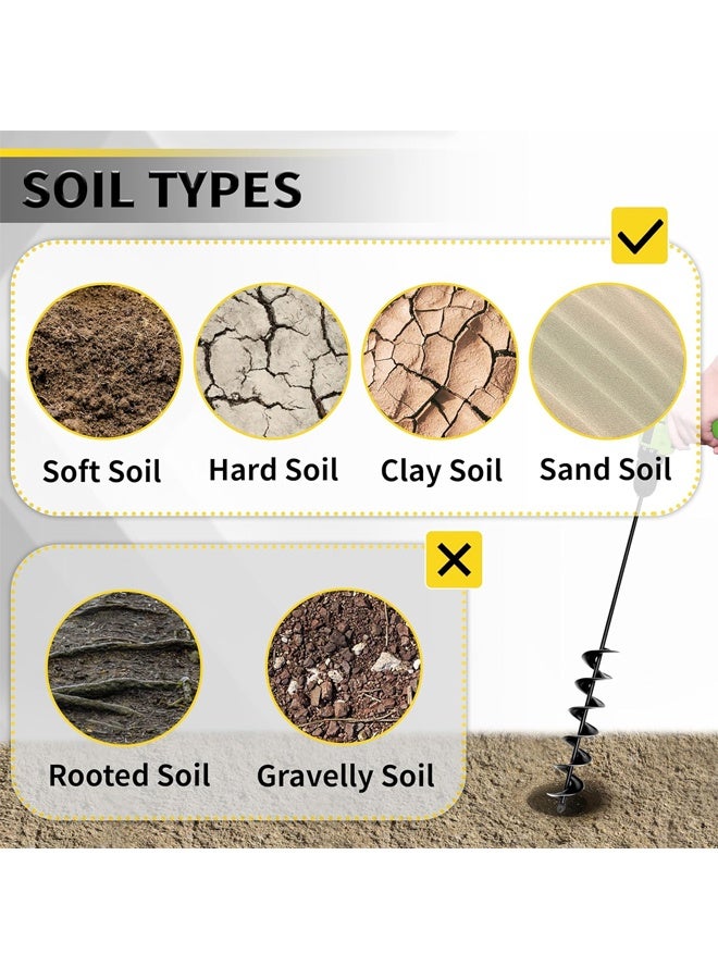 HQ-GAMING Auger Drill Bit for Planting, Garden Spiral Hole Drill for 3/8” Hex Drive Augers, Solid Shaft Hole Digger Easy Rapid Planter Post Hole Digger Power Garden Earth Auger for Planting Trees, Bulbs, Seedlings - Image 4