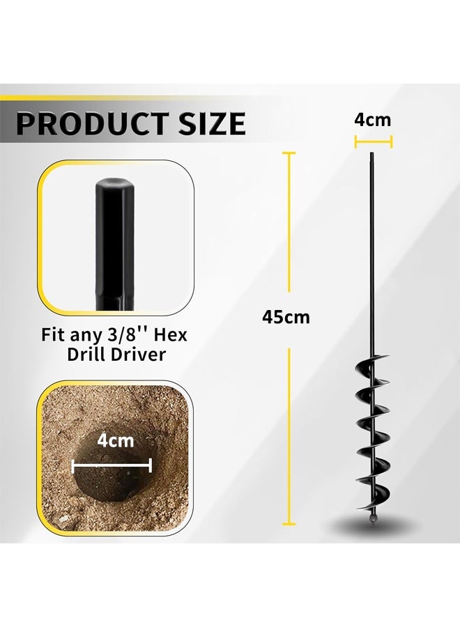 HQ-GAMING Auger Drill Bit for Planting, Garden Spiral Hole Drill for 3/8” Hex Drive Augers, Solid Shaft Hole Digger Easy Rapid Planter Post Hole Digger Power Garden Earth Auger for Planting Trees, Bulbs, Seedlings - Image 2