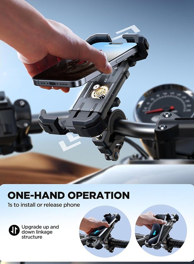عام حامل هاتف للدراجة النارية، حامل هاتف جديد للدراجة 2024 لمقود الدراجة ومشبك للهاتف الخلوي للسكوتر ATV/UTV/لهاتف iPhone15 وجميع الهواتف 4.7-7 بوصة - Image 2