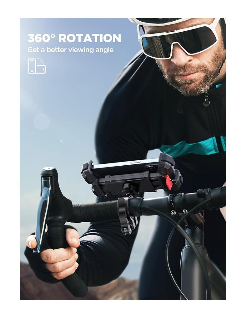 عام حامل هاتف للدراجة النارية، حامل هاتف جديد للدراجة 2024 لمقود الدراجة ومشبك للهاتف الخلوي للسكوتر ATV/UTV/لهاتف iPhone15 وجميع الهواتف 4.7-7 بوصة - Image 5