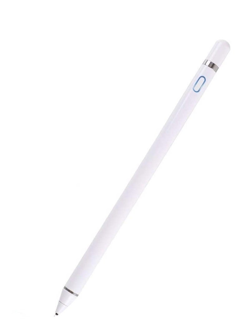 DUSALA Active Stylus Pen for Touch Screens 1.5mm Fine Point Rechargeable Digital Pencil Capacitive Pen Fine Point Stylus Pen Pencil Compatible with iPhone iPad and Other Tablets (White) - Image 1
