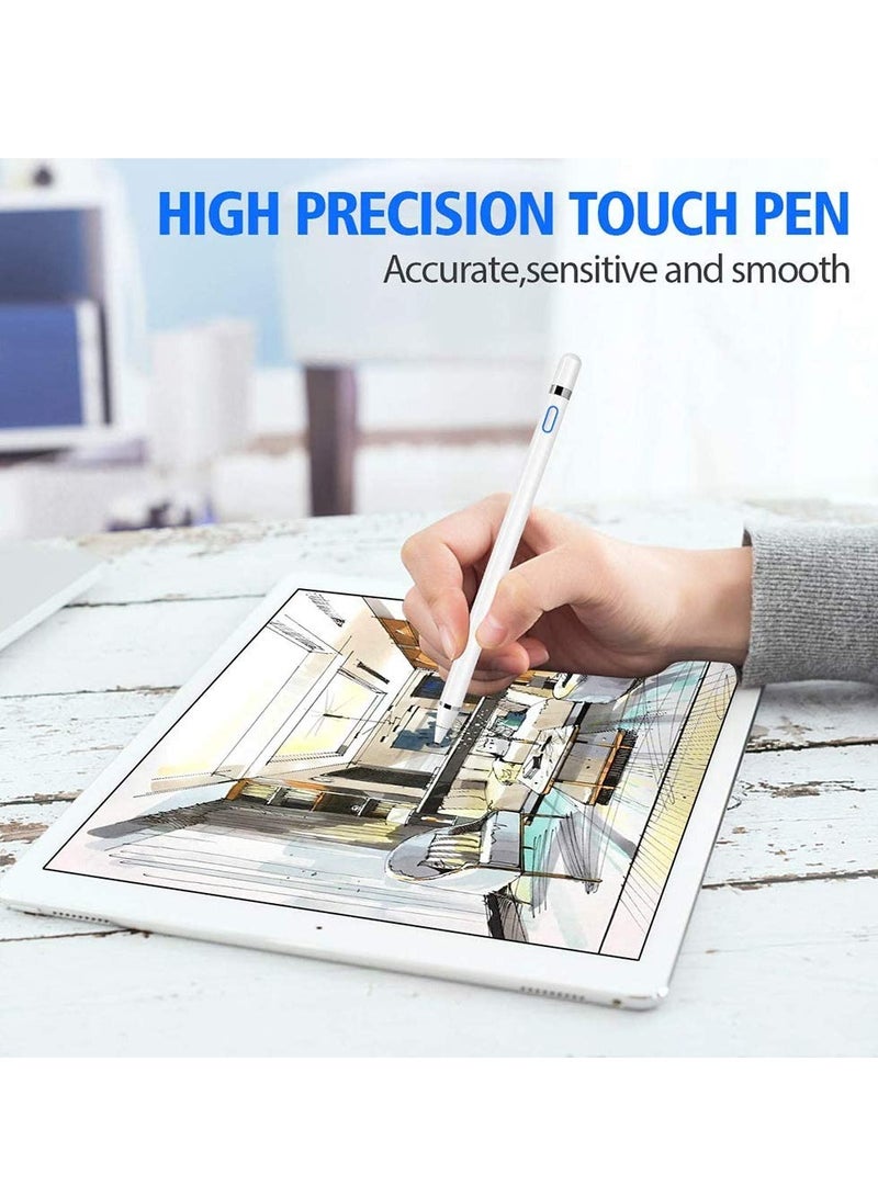 DUSALA Active Stylus Pen for Touch Screens 1.5mm Fine Point Rechargeable Digital Pencil Capacitive Pen Fine Point Stylus Pen Pencil Compatible with iPhone iPad and Other Tablets (White) - Image 3