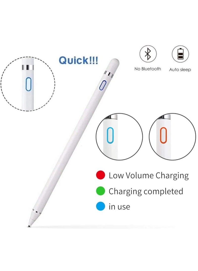DUSALA Active Stylus Pen for Touch Screens 1.5mm Fine Point Rechargeable Digital Pencil Capacitive Pen Fine Point Stylus Pen Pencil Compatible with iPhone iPad and Other Tablets (White) - Image 5