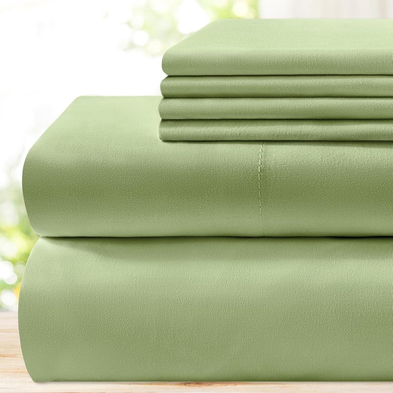 BYSURE Multi-purpose fine material Hotel Luxury Bed Sheets Set 6 Piece(Queen, Green Sage) - Super Soft 1800 Thread Count 100% Microfiber Sheets with Deep Pockets, Wrinkle & Fade Resistant Market popular practical build - Image 1