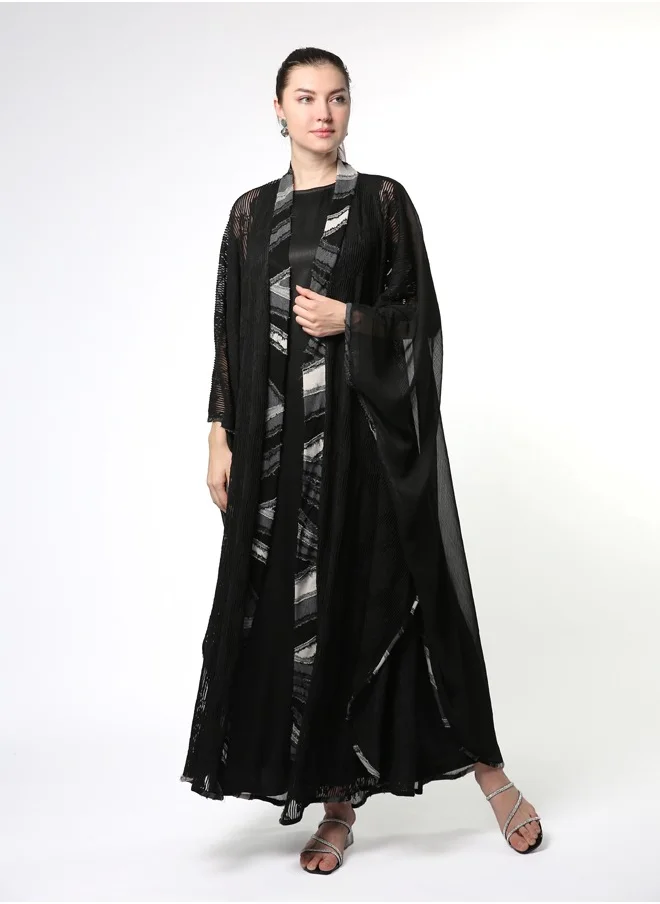 لاين 73 باي زهرة Embroidered Kimono Abaya