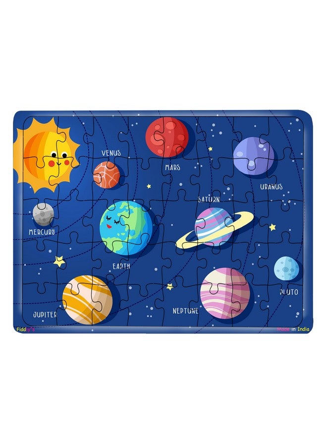 Fiddlys 40 Pcs Paperless Wooden Jigsaw Puzzle for Boys & Girls Learning Educational Toy for 4 Years and above (World Map & Solar System) - Image 3