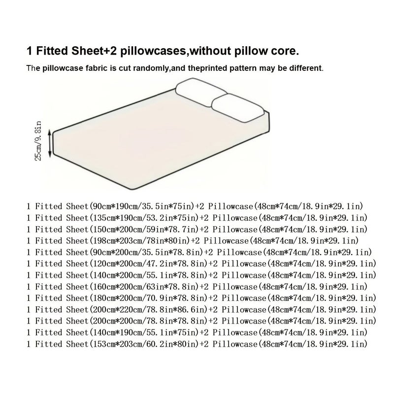 3pcs Light Yellow Fitted Sheet Set With 2 Pillowcases Mattress Protector For All Seasons - Image 3
