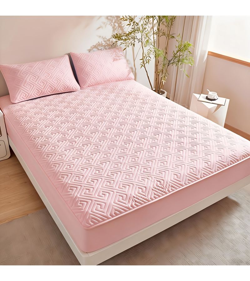 3pcs Light Yellow Fitted Sheet Set With 2 Pillowcases Mattress Protector For All Seasons - Image 5