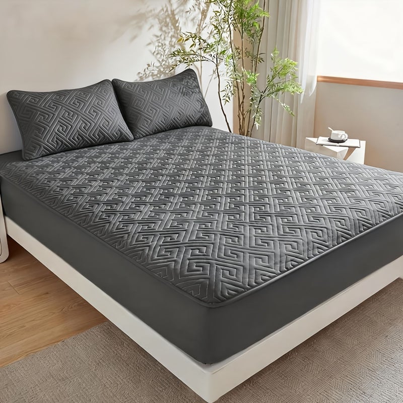 3pcs Light Yellow Fitted Sheet Set With 2 Pillowcases Mattress Protector For All Seasons - Image 4