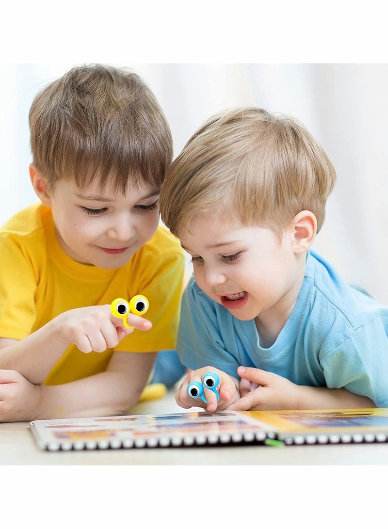 Zikra 64 Pieces Eye Finger Puppets, Googly Eye on Ring Wiggly Eyeball Finger Puppet Rings, Classroom Exchange and Prize Supplies Party Favor Toys for Kids, Funny Novelty Eyeball Ring (6 Colors) - Image 3