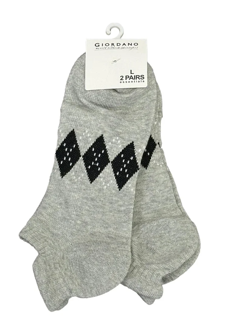 GIORDANO Unisex Lion Logo Socks: 2-Pack Cotton Blend Ankle Length