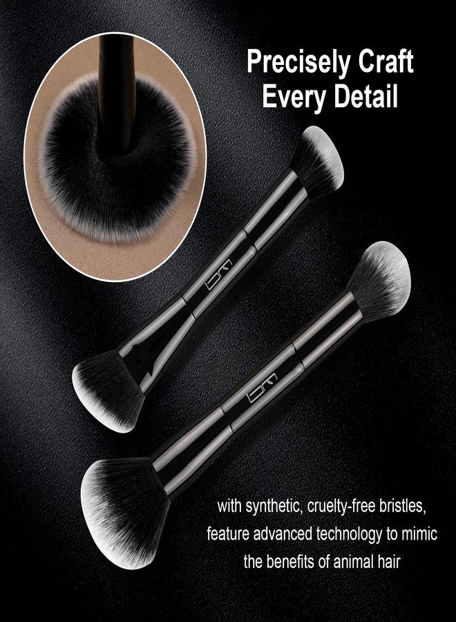 Brush Master 4Pcs Duo End Makeup Brushes, Foundation, Powder, Contour, Concealer, eye makeup Brush, Double-ended Multi-functional Synthetic Cosmetic Tools Makeup Brushes(Black) - Image 3