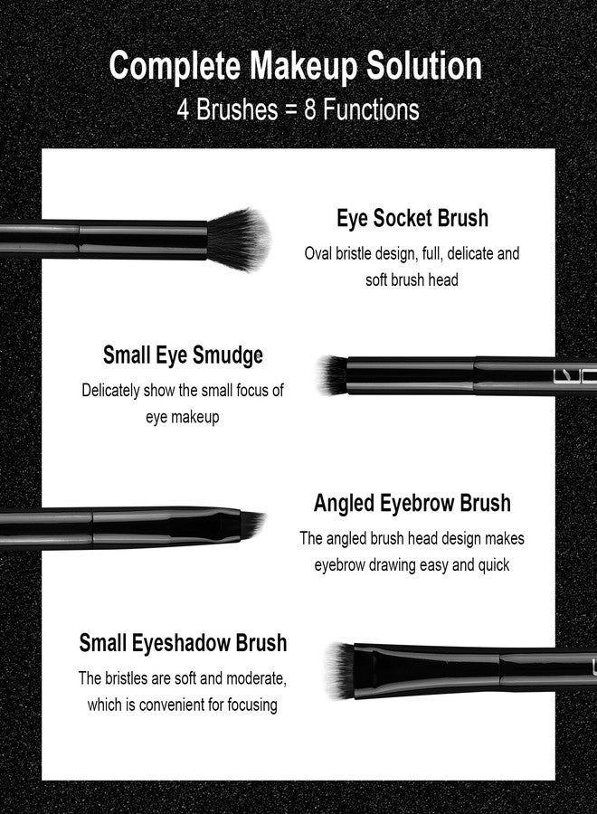Brush Master 4Pcs Duo End Makeup Brushes, Foundation, Powder, Contour, Concealer, eye makeup Brush, Double-ended Multi-functional Synthetic Cosmetic Tools Makeup Brushes(Black) - Image 2