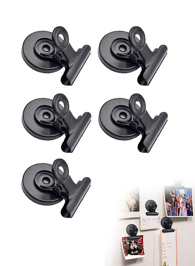 5 Pcs Magnet Clips, Heavy Duty Refrigerator Strong Magnet Clips, Magnetic Clips for Whiteboard Fridge Magnet for Kitchen Office Organizing (Black) - Image 1