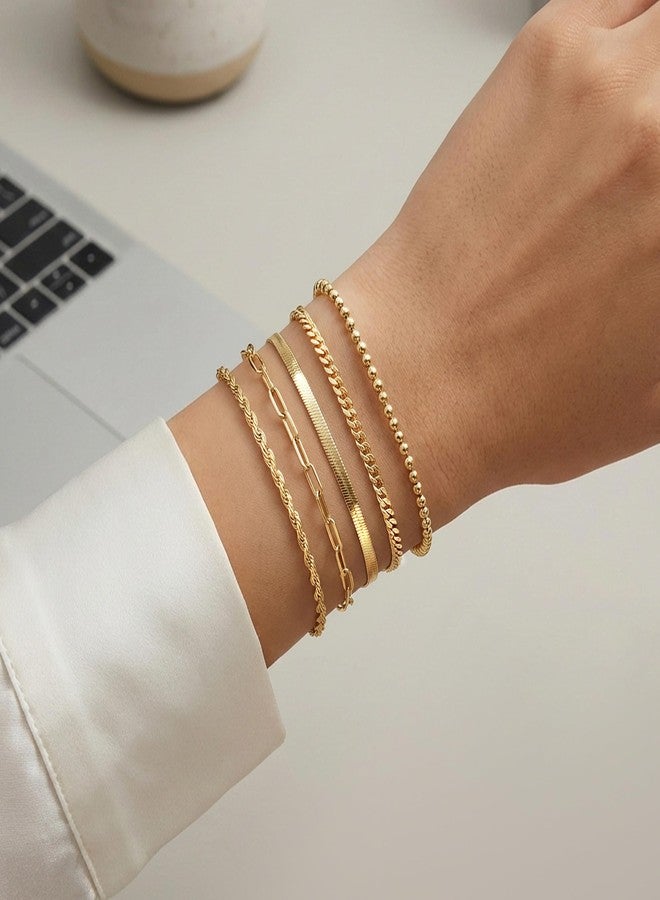 Poxtex Heart Gold Layered Bracelets for Women, 14K Gold Waterproof Adjustable Dainty Zircon Gemstone Multilayer Bracelets for Women Trendy, Cute Bracelets for Teen Girl, Fashion Jewelry Bracelets, 9 - Image 2