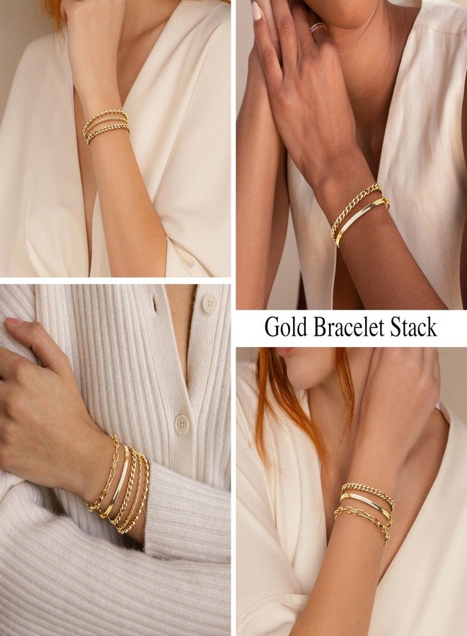 Poxtex Heart Gold Layered Bracelets for Women, 14K Gold Waterproof Adjustable Dainty Zircon Gemstone Multilayer Bracelets for Women Trendy, Cute Bracelets for Teen Girl, Fashion Jewelry Bracelets, 9 - Image 5