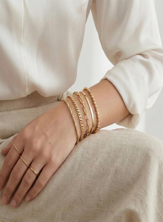 Poxtex Heart Gold Layered Bracelets for Women, 14K Gold Waterproof Adjustable Dainty Zircon Gemstone Multilayer Bracelets for Women Trendy, Cute Bracelets for Teen Girl, Fashion Jewelry Bracelets, 9 - Image 4