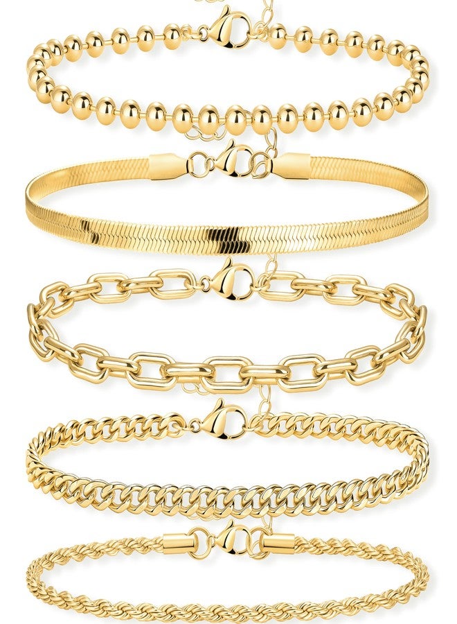 Poxtex Heart Gold Layered Bracelets for Women, 14K Gold Waterproof Adjustable Dainty Zircon Gemstone Multilayer Bracelets for Women Trendy, Cute Bracelets for Teen Girl, Fashion Jewelry Bracelets, 9 - Image 1