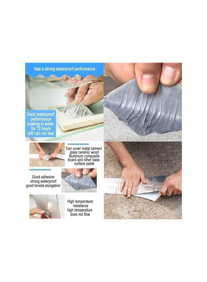 promass Waterproof Tape, Aluminum Foil Butyl Tape, Professional Super Waterproof Tape, Sealing Self Adhesive Adhesive Tape, Kitchen Bathroom House Roof Mending Materials (4PCS, 50MM 5M) - Image 3