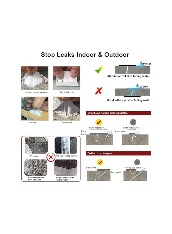 promass Waterproof Tape, Aluminum Foil Butyl Tape, Professional Super Waterproof Tape, Sealing Self Adhesive Adhesive Tape, Kitchen Bathroom House Roof Mending Materials (4PCS, 50MM 5M) - Image 5