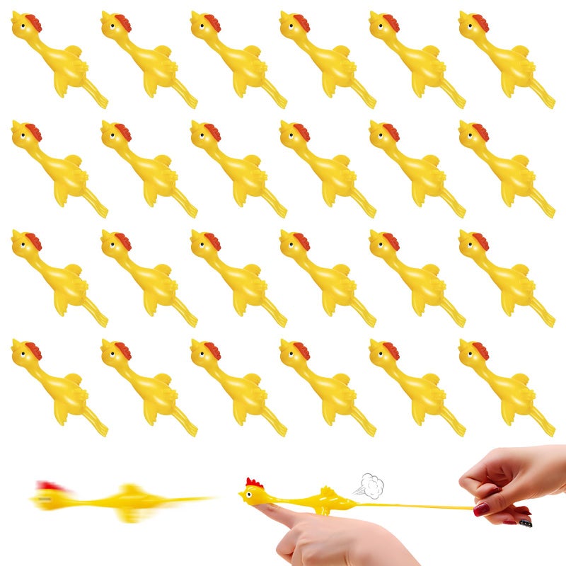 CdbC Finger Slingshot Chicken 24Pcs Rubber Popping Chicken Toys Fun Launching Chick Jumping Game for Kids - Image 3