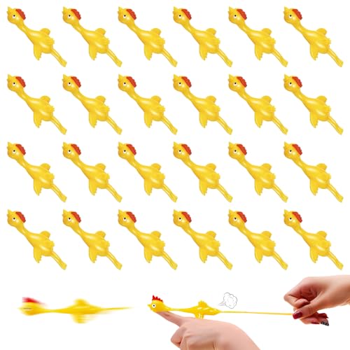 CdbC Finger Slingshot Chicken 24Pcs Rubber Popping Chicken Toys Fun Launching Chick Jumping Game for Kids - Image 1