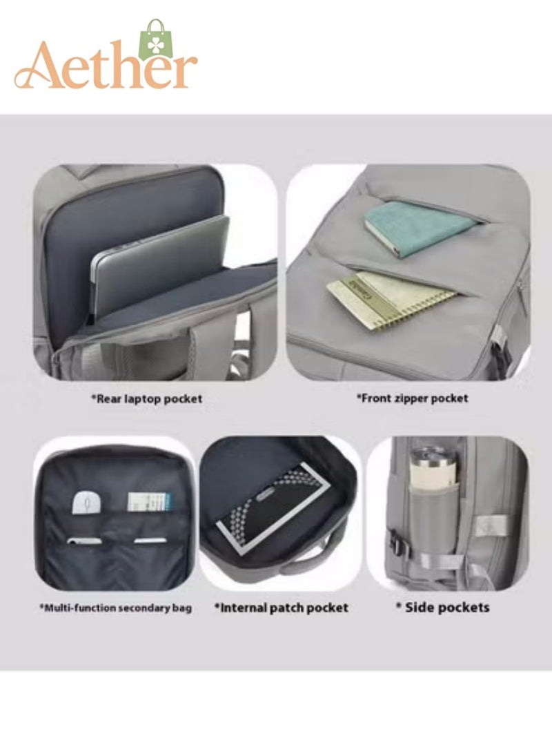 AETHER Multifunctional Large Capacity Travel Business Student Laptop Backpack Dedicated 17-inch Compartment with Tablet Pocket and Shoe Bag (Single Unit) Black - Image 3