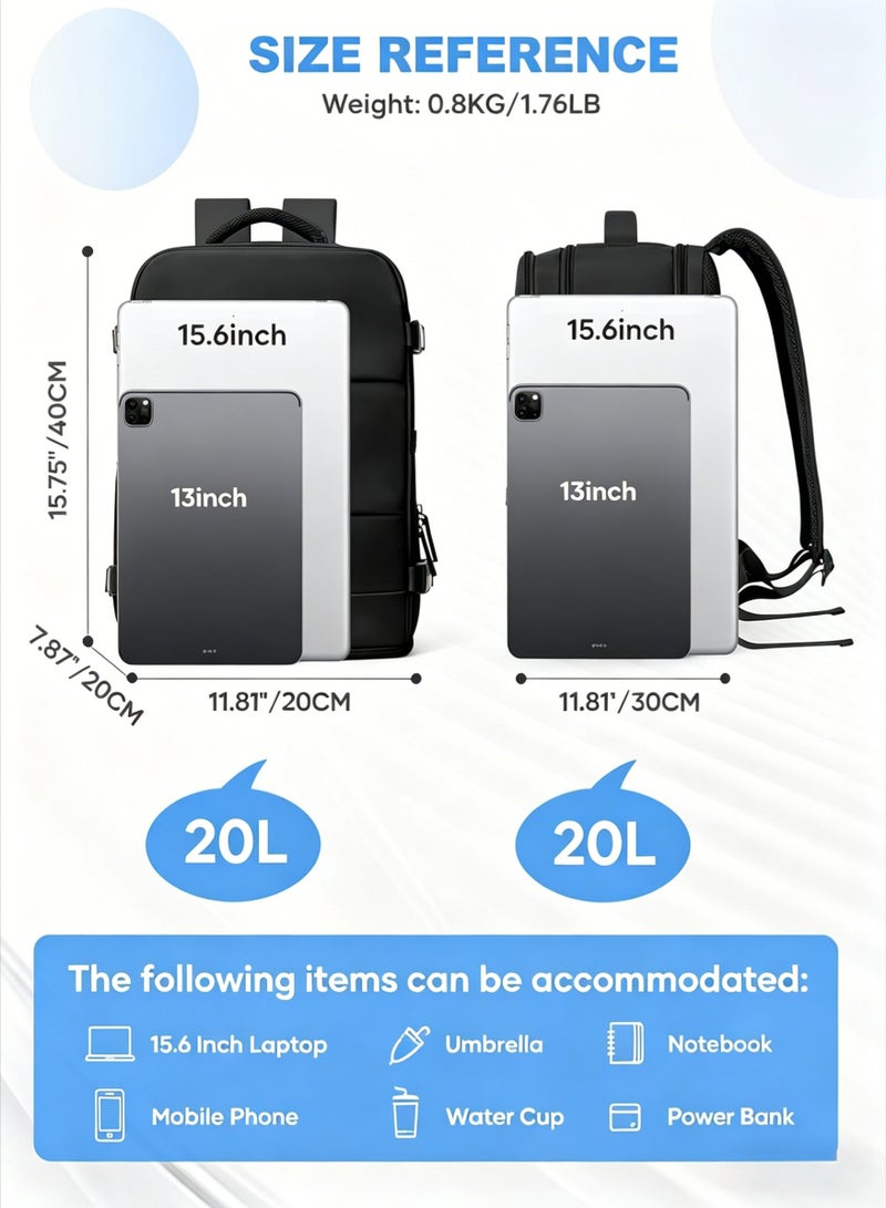 AETHER Multifunctional Large Capacity Travel Business Student Laptop Backpack Dedicated 17-inch Compartment with Tablet Pocket and Shoe Bag (Single Unit) Black - Image 5