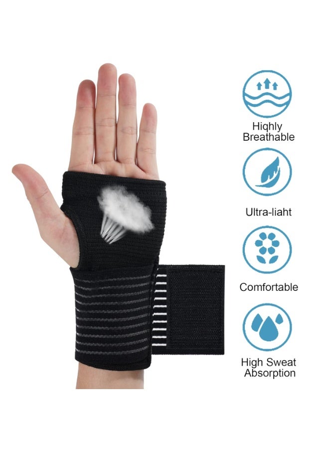 Wrist supports, 2-pack, elastic wrist support strap, wrist compression bandage, adjustable wristband, relieves wrist pain and tendonitis, suitable for men and women, ambidextrous (black). - Image 2